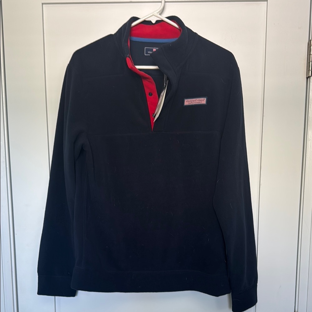 Vineyard Vines Navy and Red Quarter-Zip Pullover